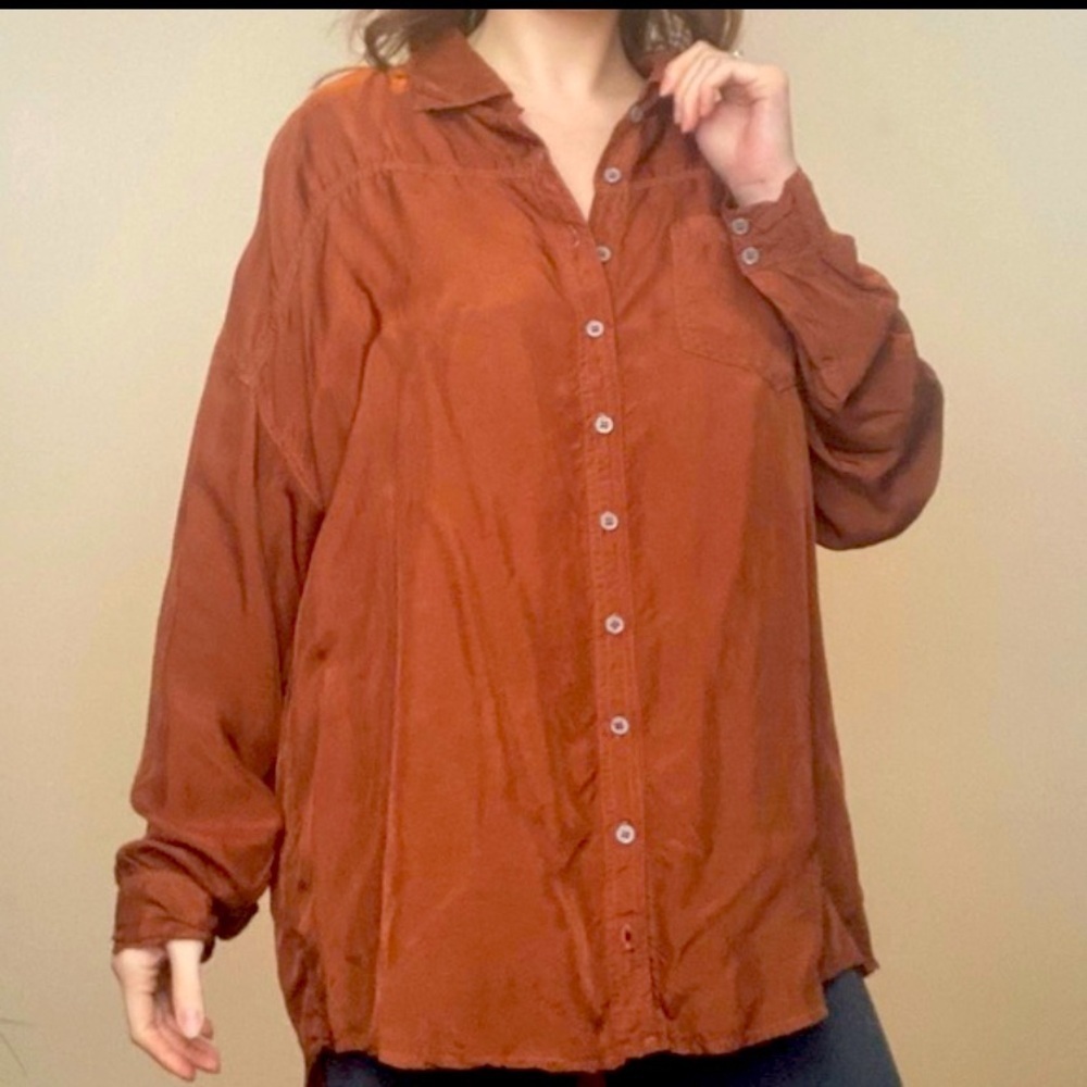 NWT Pete and Greta Capras Button Down Shirt red Johnny WAS summer boho lagenlook
